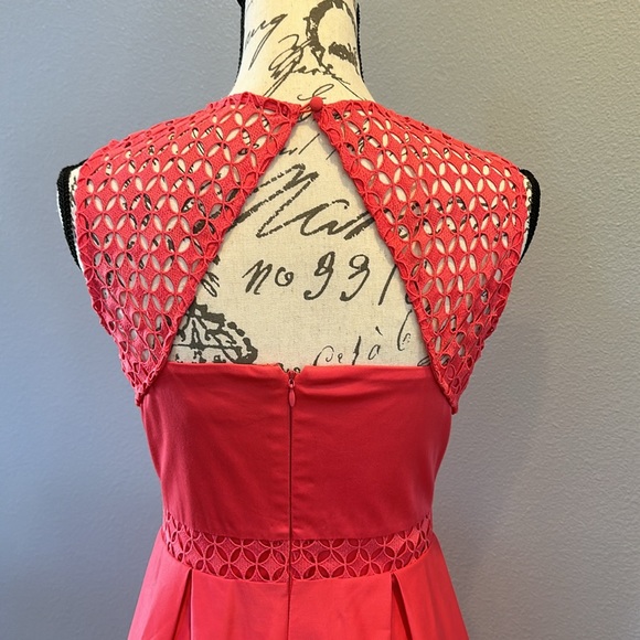 Calvin Klein Illusion Lace Net Coral Dress. Size: 2 - Picture 6 of 12
